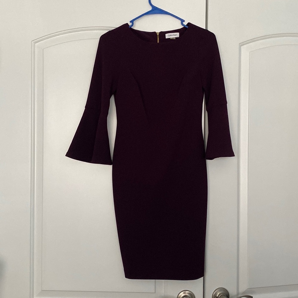 Maroon purple bell sleeve dress